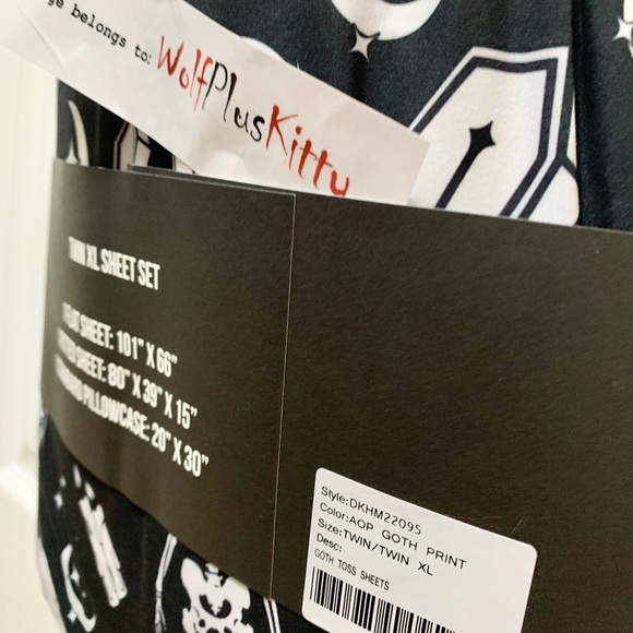 NEW Dolls Kill Goth Skeleton Coffin Tarot Moon Sheet Set - Twin - Twin XL NEW - Picture 4 of 5